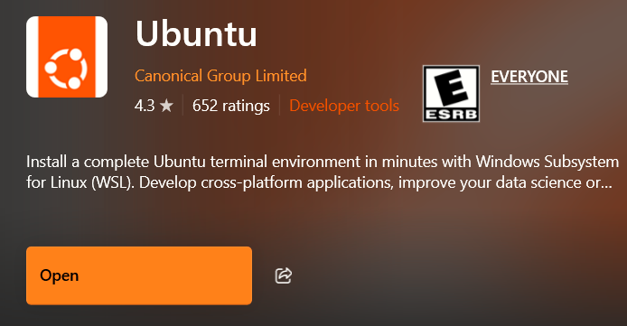 Open Ubuntu from the Microsoft store