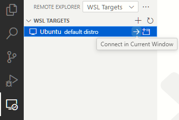 VS Code remote explorer WSL Targets connecting to Ubuntu